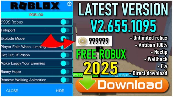 Roblox Mod APK v2.655.1095 (MEGA MENU, Unlimited Robux, WallHack) - Image 2